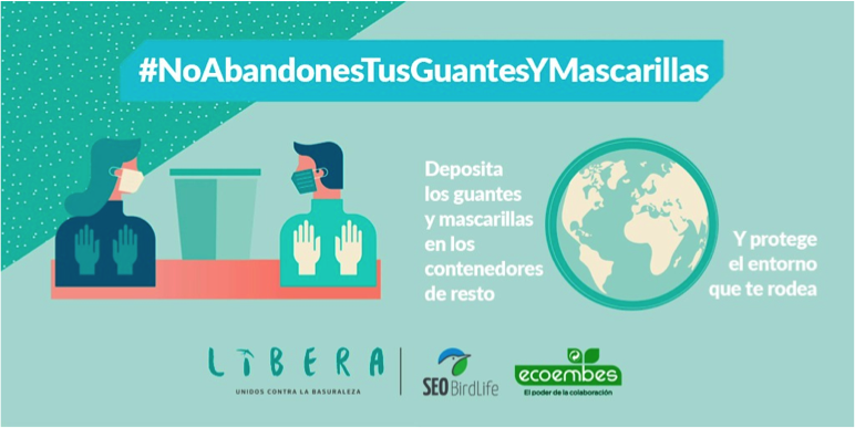 ceacuacos's tweet photo. El uso masivo de guantes y mascarillas por parte de la población está empezando a generar problemas en los espacios naturales. Está muy bien que los llevemos para protegernos, pero no debemos dejarlos tirados ya que se convierten en residuos y en un posible foco de infección. https://t.co/13iS9JfqX6