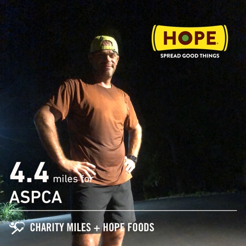ColeBensinger's tweet photo. 4.4 @CharityMiles for @TeamASPCA. Thx @HopeHummus for sponsoring me! #SpreadHope Runs are worth 3:45am alarms. #teamnocandyasses #runAlabama https://t.co/zCkpXBSg5a