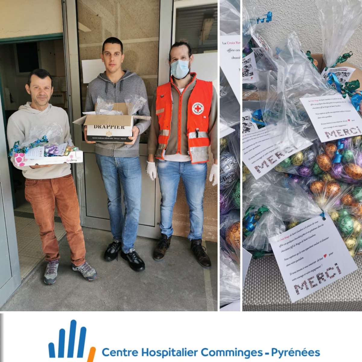 CRFSaintGaudens's tweet photo. #stade3 #COVIDー19 🦠#croixrouge #saintgaudens continue ses bonnes actions... nous avons souhaité remercier les salariés des services de #Hopital (cuisine, magasin, buanderie, DG, direction des soins, ateliers, secrétariat, kinés, service social, santé au tvail...) ce matin 😏 https://t.co/48ZOgLhIs2