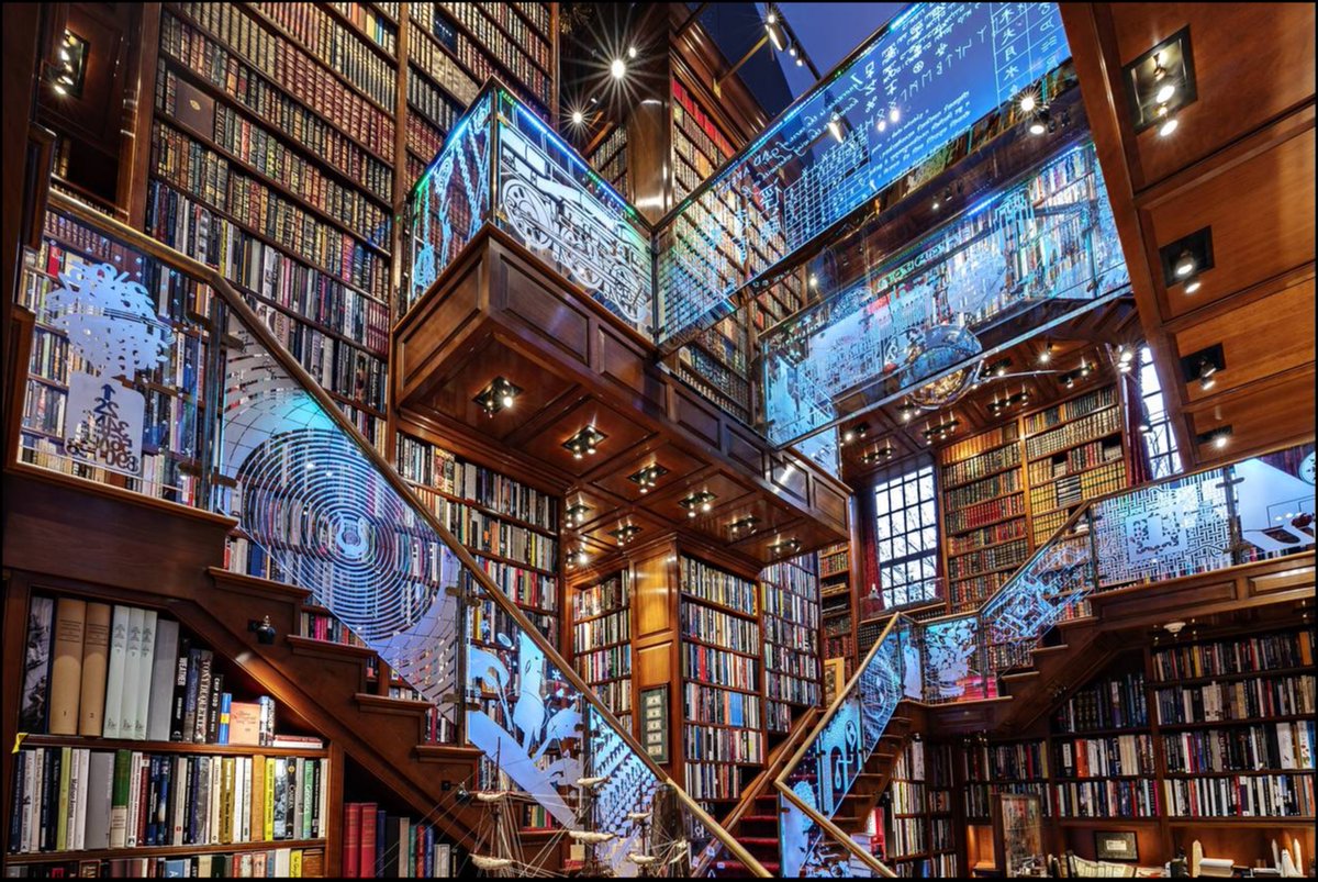 Another view of Jay Walker's library in Connecticut, the architecture of which, as you'll see, was inspired by the graphic works of M.C. Escher.
