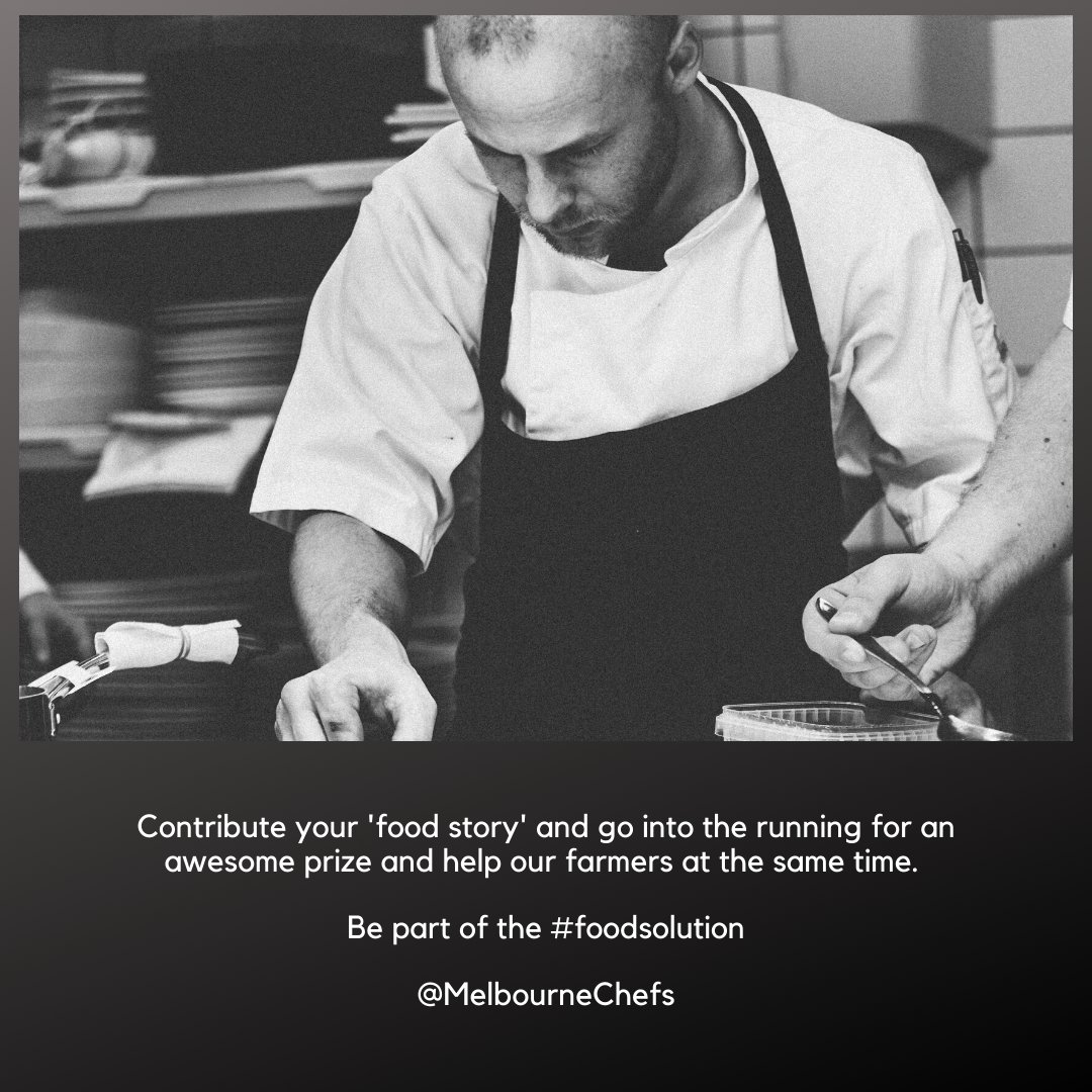 Contribute your 'food story' and go into the running for an awesome prize and help our farmers at the same time. 

Be part of the #foodsolution

<a href="/GuyGrossi/">Guy Grossi</a> <a href="/LukeWMangan/">LukeWMangan</a> <a href="/BraeRestaurant/">Brae</a> <a href="/danivenn/">danivenn</a> <a href="/CurtisStone/">Chef Curtis Stone</a> <a href="/crispycrackling/">Gary Mehigan</a> <a href="/TheCheekySkunk/">The Cheeky Skunk ⭐️⭐️⭐️</a> <a href="/PizzaChefJohnny/">Johnny Di Francesco</a> 

Please retweet!