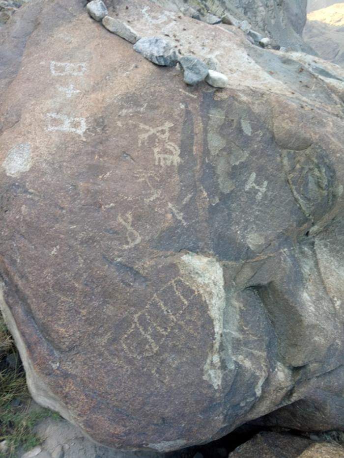 and Shyok. Dr. Ahmad Hasan Dani has classified these rock engravings into four categories. The oldest category includes rock carvings dating from at least two millennia BC and even dating back to the fifth or sixth millennium BC. The inhabitants were hunter-gatherers