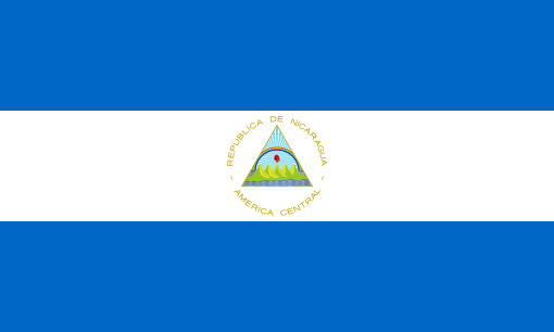 Nicaragua. 7.5/10. Active since 1908 but not adopted officially since 1971. The blue-white-blue design is typical of flags in central America. The flag features five volcanoes. There is a rainbow, making Nicaragua one of only two countries in the world to include purple.