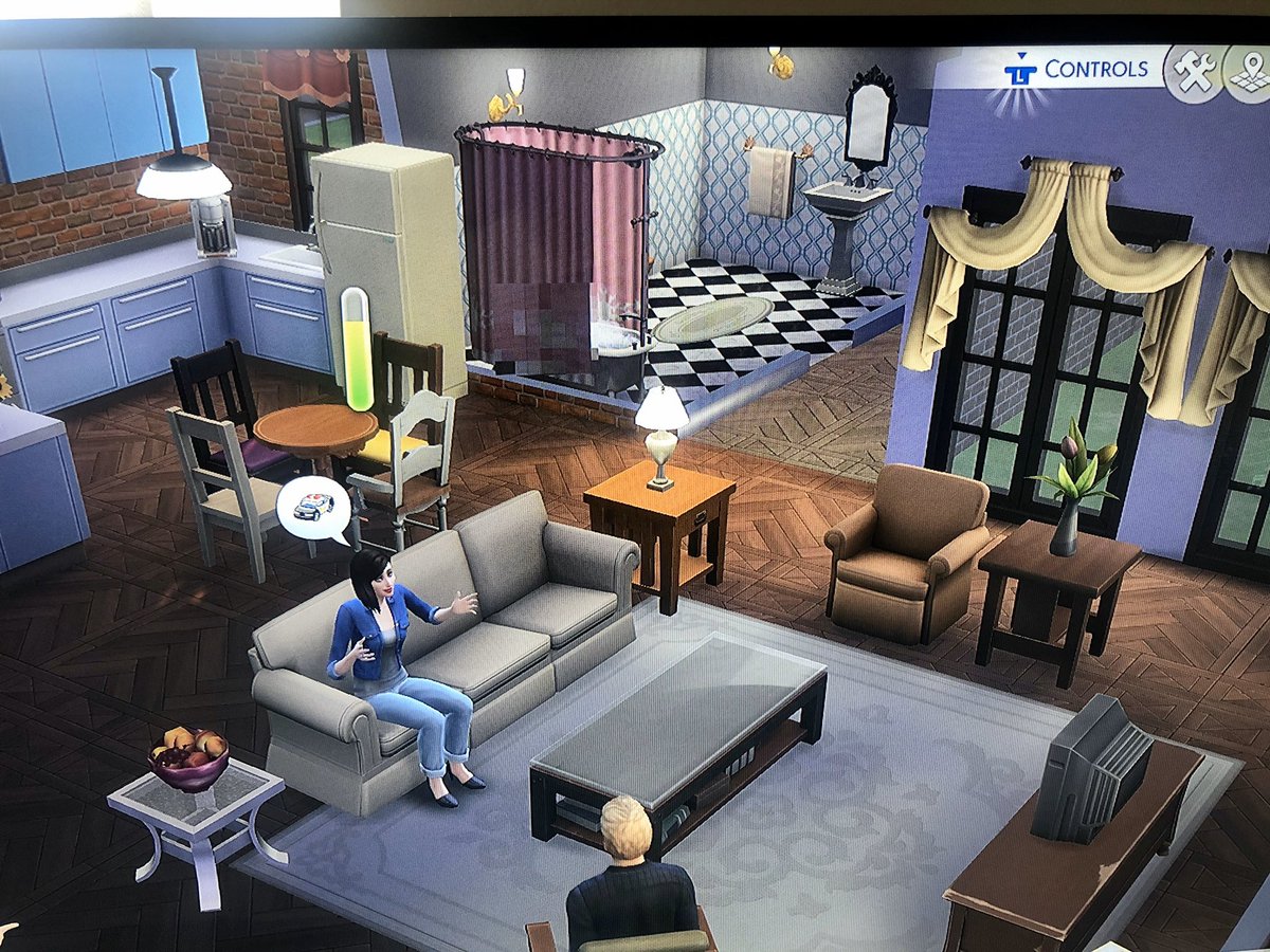 _hannahb's tweet photo. I made Monica’s apartment on Sims 4 and I think this is the greatest thing I’ve done in lockdown 🤓 https://t.co/b0ycdvyATN