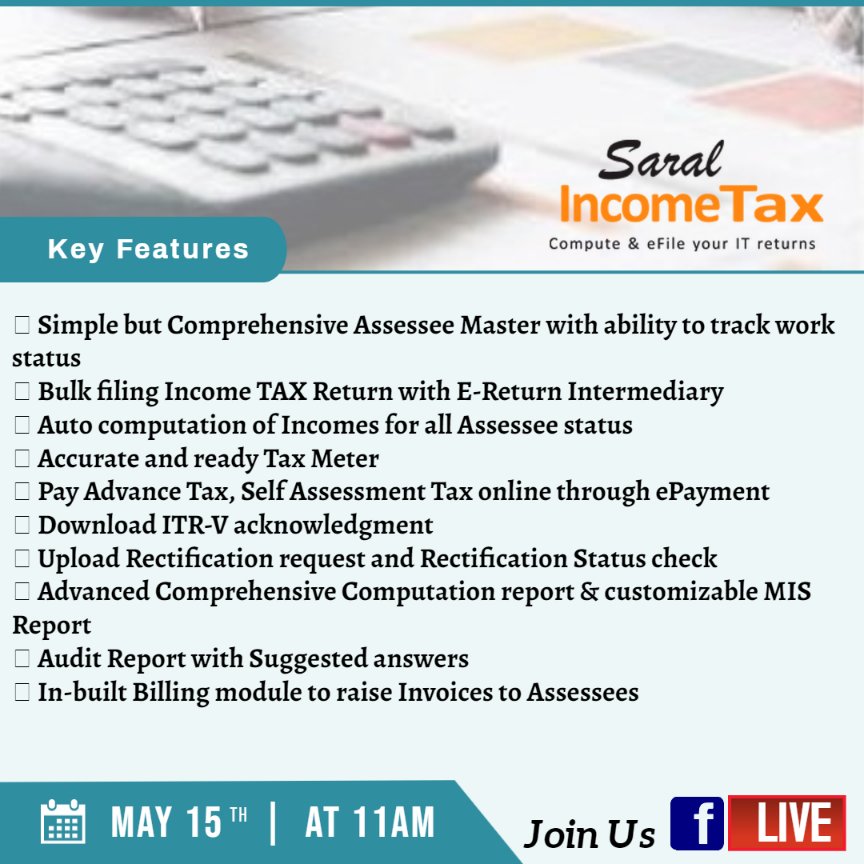 relyoncsd's tweet photo. Hello Everyone Relyon softech hosting live demo 15 may  for INCOME TAX.
Find below link to join us:
https://t.co/ig6kKSpuXm

https://t.co/oGvvfapG0W

https://t.co/pO8SsCsVL7

#saralincometax #taxation #relyonjaipur  #punjab #rajasthan #livedemo #saraltds #saralgst #incometax https://t.co/spRoO4asQM