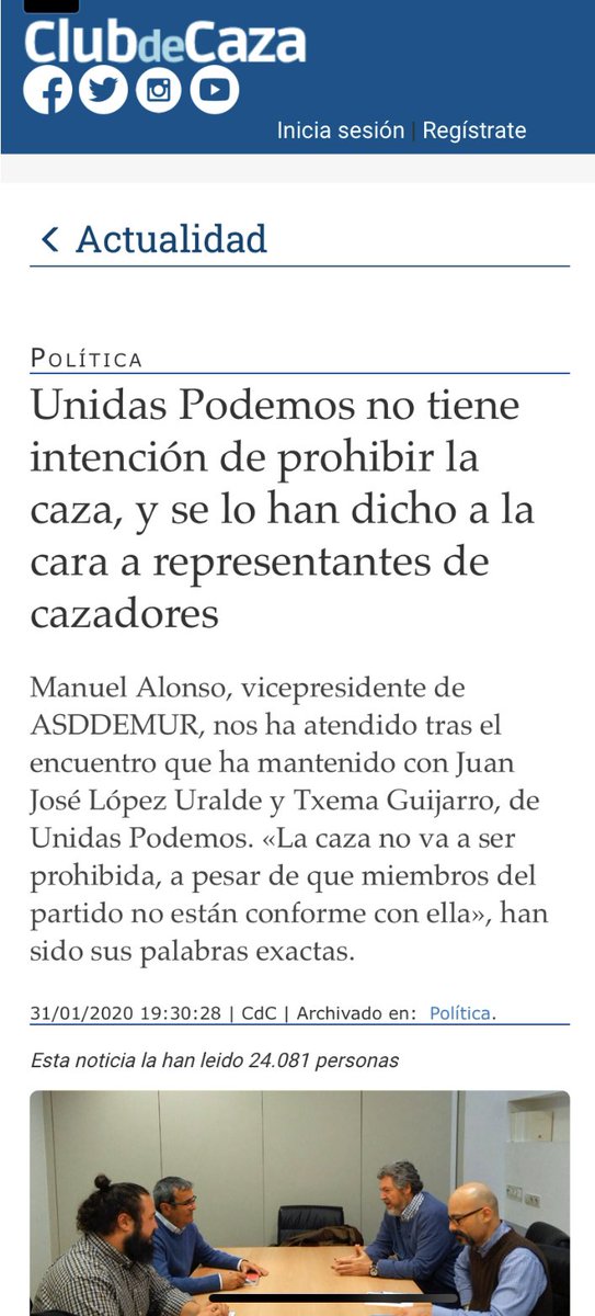ESubvencion's tweet photo. Podemos no tiene intención de prohibir la caza. Uralde está pensando sacarse la licencia. https://t.co/NeRAAOLO8I