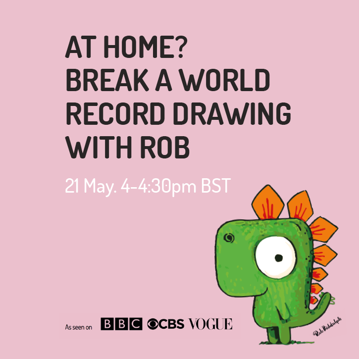 Calling all artists - we need you! 

#DrawWithRob is going live on May 21st as <a href="/RobBiddulph/">Rob Biddulph</a> attempts to break the Guinness World Record for the largest ever online art lesson. Sign up for free here:
artworldrecords.com

#ArtWorldRecords #MakeHistoryatHome