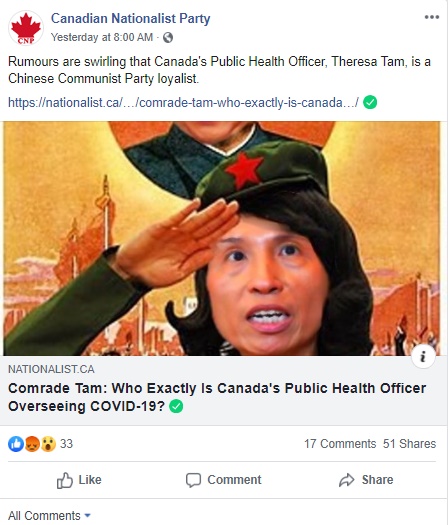 In what is totally not a surprise, Patron has also implied that Dr. Tam is a communist asset because.... well.... he's a racist. 10/15