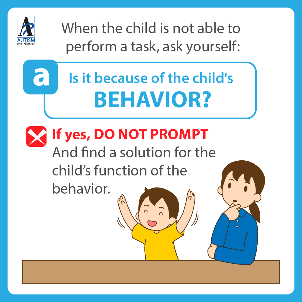 Autism_P's tweet photo. 【What is #prompting? How is it an important step to the training?】
In our #ABA training, we use prompting to help and assist students to respond in the way that we want them to or complete a task successfully.

When you want to give prompt, what should you should ask yourself? https://t.co/eOmZC3S13K