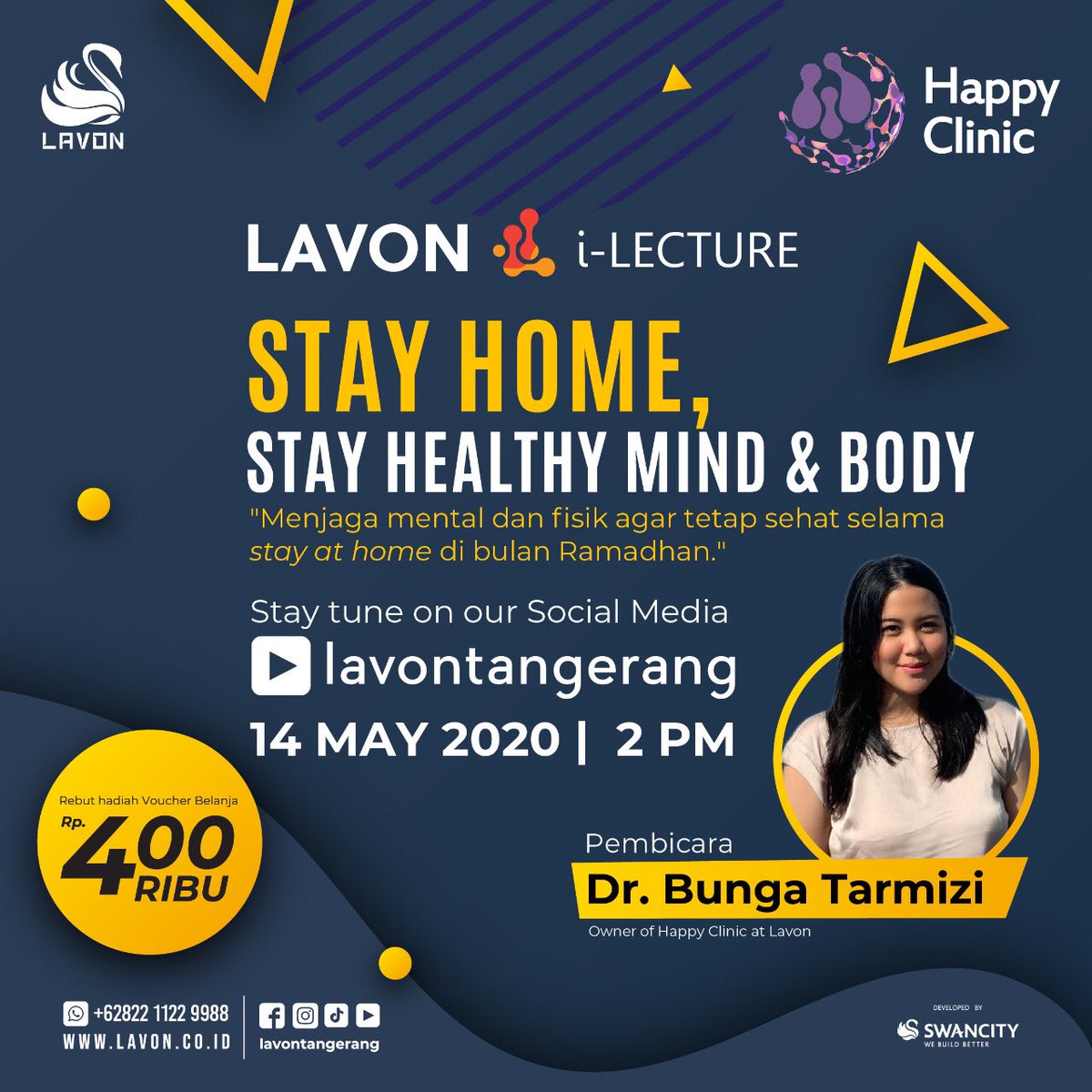 evashaw2512's tweet photo. Lavon i-Lecture akan hadir di hari 
Kamis, 14 May 2020 | 14.00 WIB
di akun resmi YouTube @lavontangerang 

Penasaran kan bagaimana caranya untuk 
tetap sehat dan cukup gizi selama kita di rumah aja 
saat bulan Ramadhan ini? 

Ditemani oleh narasumber Dr. Bunga Tarmizi https://t.co/MxDIeVDKY1