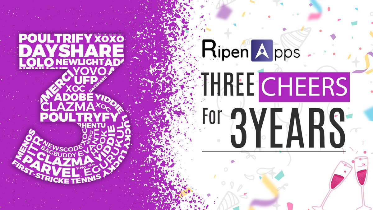 RipenAppsTech's tweet photo. Sharing the good times, bearing the hard times, trusting in one another, and inspiring each other, we have completed 3 years of our excellence in the market.
#happyanniversary #3cheersfor3years #thirdanniversary #Ripeners #RipenApps https://t.co/qFSSSeyej1