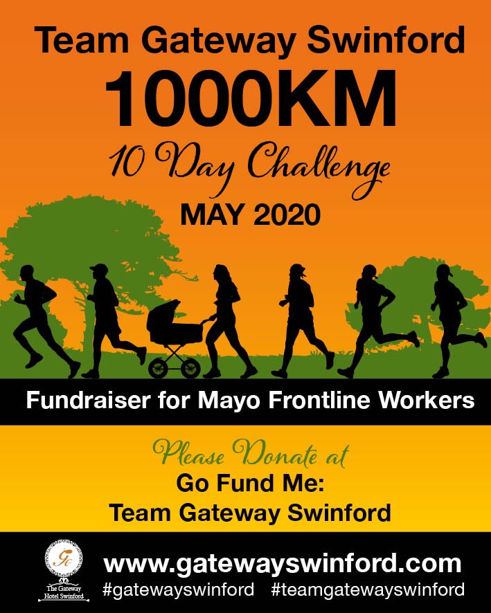 It’s day 1 of our 1000km challenge. If you spot any of the Team Gateway Swinford out on their walk/run give them a beeb or word of encouragement . Thanks 
Have a great day 
#gatewayswinford #teamgatewayswinford