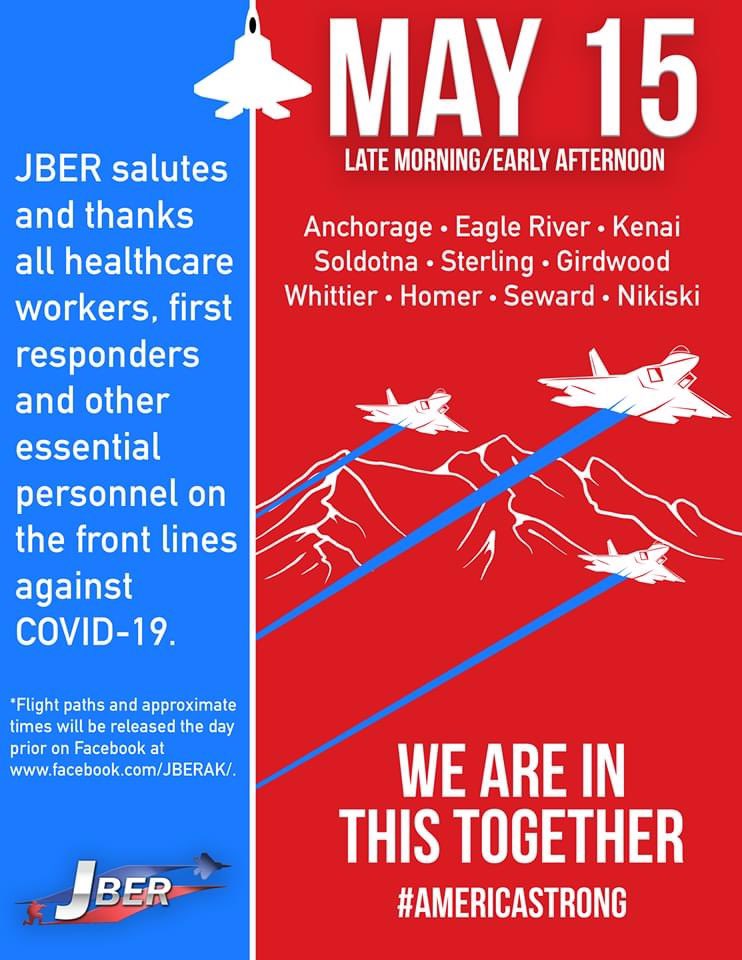 3wg_cc's tweet photo. Get ready for some #Airpower motivation over Alaska this week! 3rd Wing &amp; 176th Wing will be flying over local communities to say THANK YOU to health care professionals, first responders &amp; others for your sacrifice and service! #AmericaStrong https://t.co/61jZRnXKc3