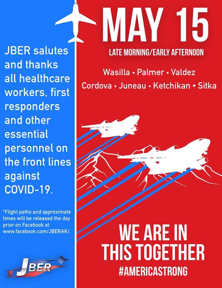 3wg_cc's tweet photo. Get ready for some #Airpower motivation over Alaska this week! 3rd Wing &amp; 176th Wing will be flying over local communities to say THANK YOU to health care professionals, first responders &amp; others for your sacrifice and service! #AmericaStrong https://t.co/61jZRnXKc3