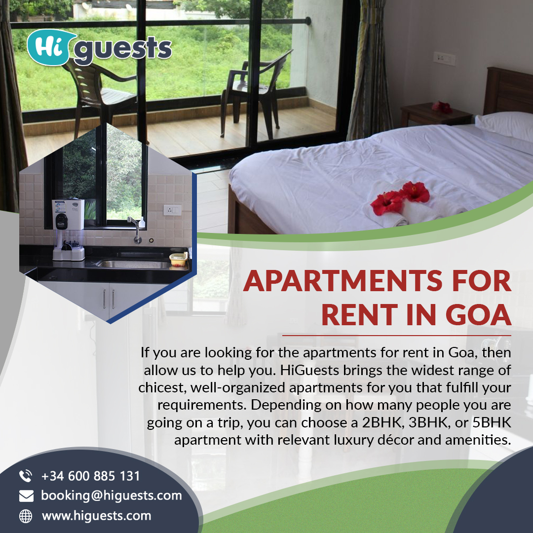 If you‘re also looking for apartments for rent in Goa, allow us to help you. HiGuests brings the widest range choicest, well-organized apartments for you to pick the one that meets your requirements.

#apartments #rent #Goa #sale #online #villa #HiGuests #company #vacation #homes