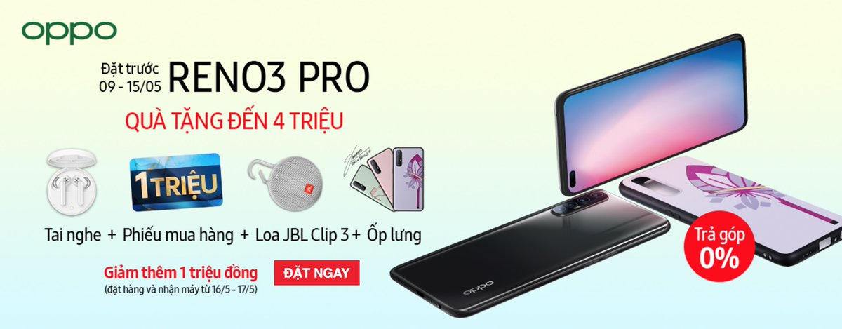oppopronguyen00's tweet photo. #cellphones #oppo #opporeno #opporeno3pro @oppopronguyen00
CellphoneS News: Buy Oppo Reno 3 Pro in Vietnam market, get TWS OPPO enco W31 Headphones and JBL Clip 3 Speakers
https://t.co/KOABfdGw9j https://t.co/0XUoeBdGIS
