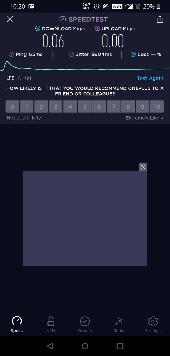 pk_rao's tweet image. @airtelindia @Airtel_Presence #fastest network #pathatic @Speedtest #worst network . @JioCare #best