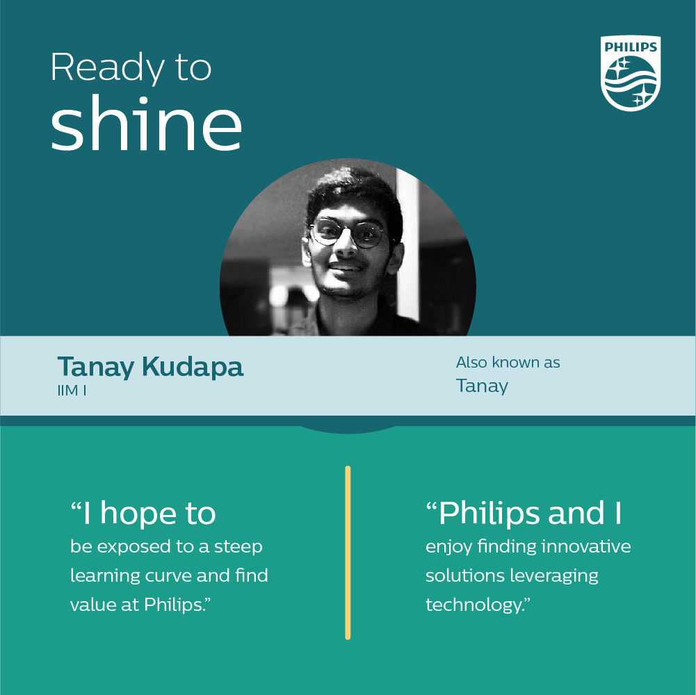 HRPhilips's tweet photo. Tanay Kudapa @KudapaTanay from @IIM_I joins Philips Global Business Services (GBS) India this summer as a FP&A intern. Wishing you all the best in your internship! #StartwithPhilips #LifeatPhilips https://t.co/xBSc9bD4nP