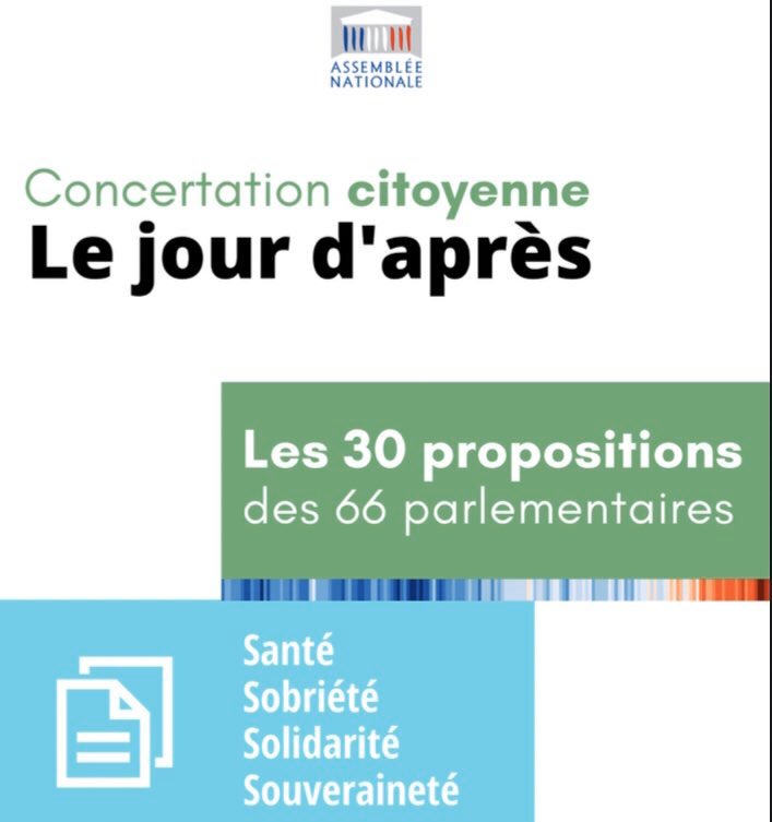 66 parlementaires, 8700 contributions, 26 000 participants, 50 experts et 4 priorités : santé, sobriété, solidarité souveraineté. 

▶️Retrouvez nos 30 propositions pour le jour d'après bit.ly/3bt4QyH
▶️Et notre synthèse complète  : bit.ly/2LmR4CO