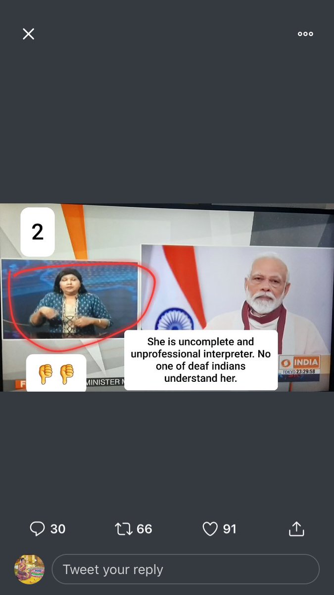 tilkeshart's tweet photo. She is Incomplete &amp; unprofessional interpreter.  No one of Deaf India understand her. Why are they suffer?  #InappropriateAccess @PMOIndia @narendramodi @MIB_India @MSJE_AIC @MSJEGOI @MIB_Hindi @DDNational  @HomeAffairsMin @DDNewslive @DDIndialive @wfdeaf1 @ncpedp_india https://t.co/N1SJzT3AqO