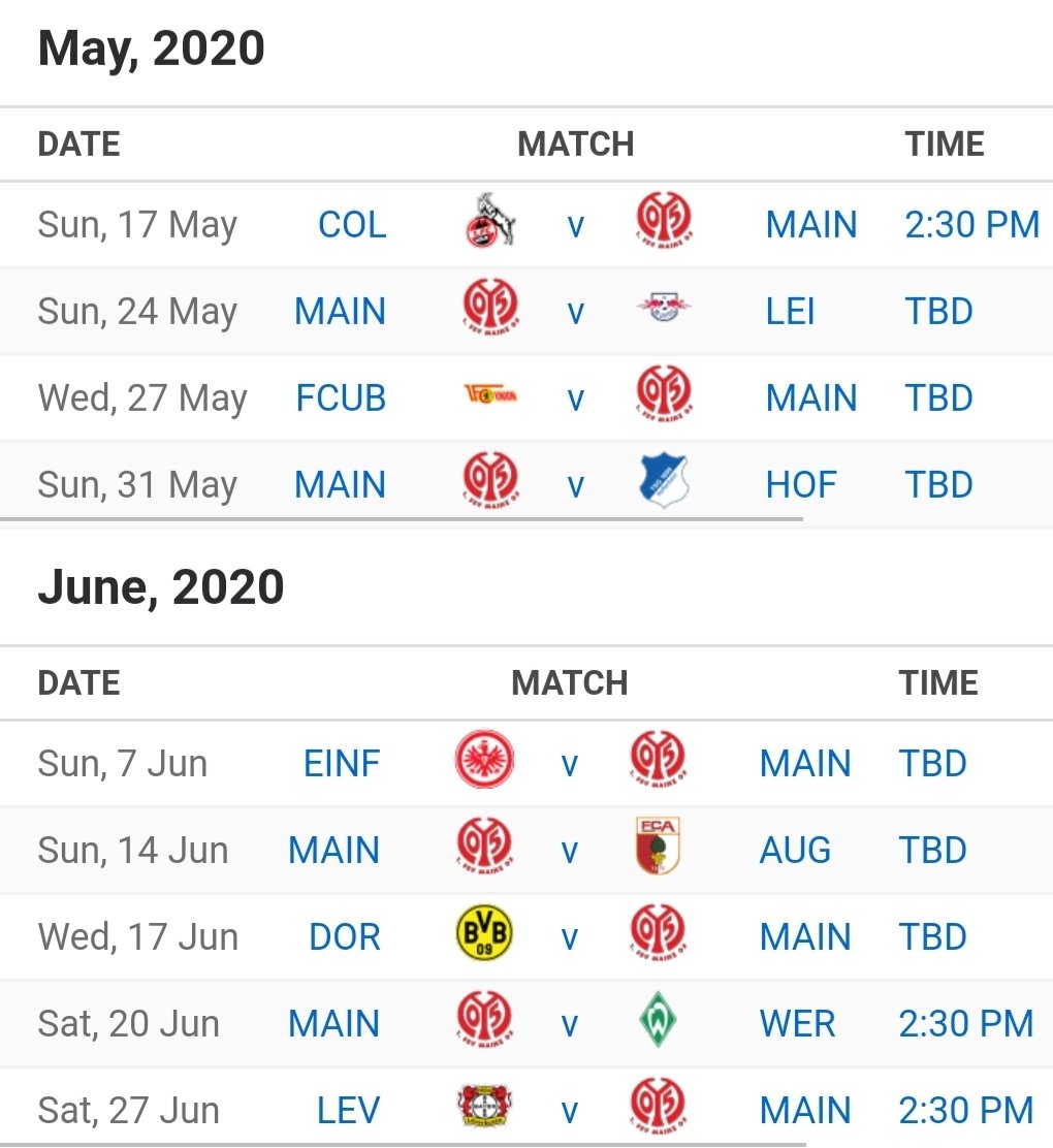  Here are their remaining fixturesYou can watch their first game away to FC Cologne live on BT Sport 1, Sunday 17th, from 14:15 BST. (8/9)