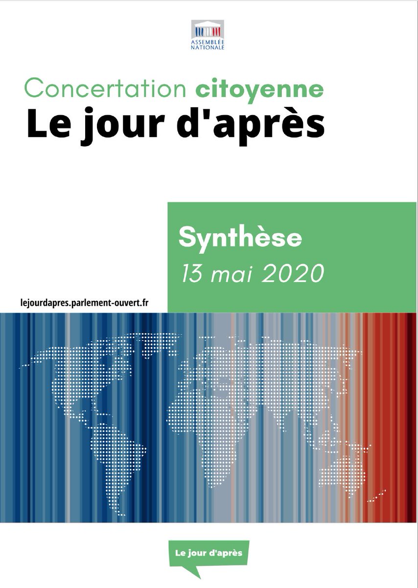 Vous voulez découvrir les (passionnants!) résultats du #JourdAprès ? A lire ici :
&gt; La synthèse des 8 700 propositions et + de 108 000 soutiens des citoyennes et citoyens  : bit.ly/2LmR4CO
&gt; Les 30 propositions retenue par les 66 parlementaires : bit.ly/3bt4QyH