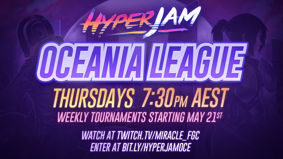 RomanMaksy's tweet photo. I'm excited to announce that the Hyper Jam Oceania League begins next week!

I'll be running weekly PC tournaments every Thursday night until the end of June, and there will be some prizes for the top 3 entrants at the end of the season!

Free entry at https://t.co/Svpariy5hf https://t.co/waVJK9q4H4