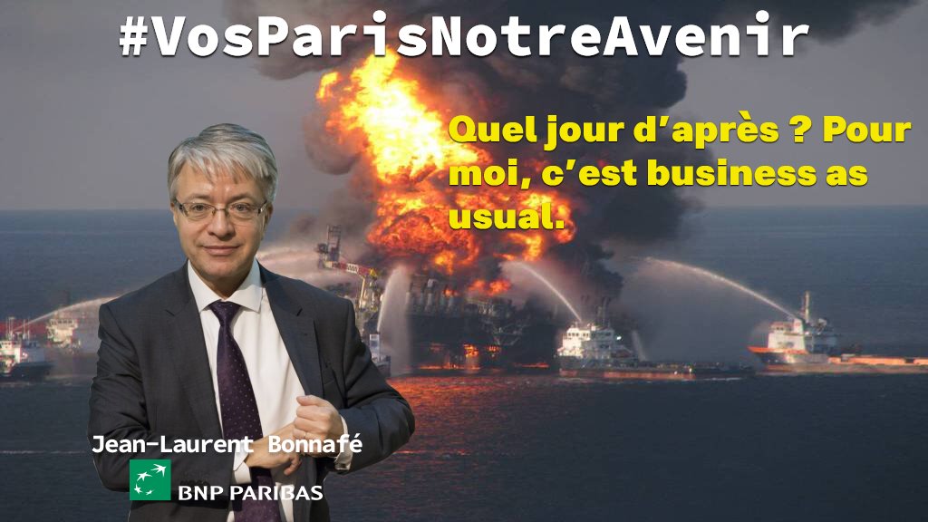 Selon  @lesamisdelaterr,  @BNPParibasc'est €78 milliards de financements aux énergies fossiles depuis  #Cop21 et un soutien  aux majors comme  @Total #VosParisNotreAvenir. Conseil lecture :  http://amisdelaterre.org/communique-presse/krach-petrolier-banques-investisseurs-epingles-soutiens-petrole-gaz-de-schiste/ http://vos-paris-notre-avenir.org 