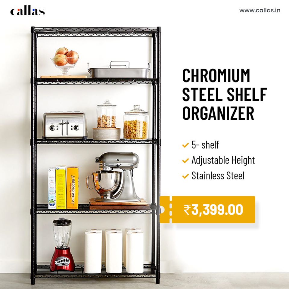 Shelving units allow you to store more items where you can find them easily.
This 5 tier storage rack can be placed in the corner of your room, kitchen, bathroom, or office.

#callas #shelves #shelvingunit #shelf #kitchenshelves #officeshelves #bathroomshelves #organizers