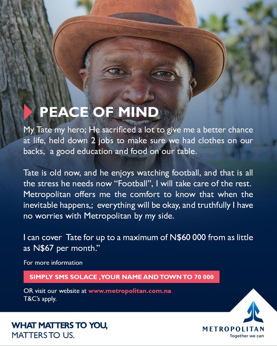 metropolitanNam's tweet photo. Get Funeral Cover for up to a maximum of N$60 000 from as little as N$67 per month. https://t.co/WdGnSsu3Hw