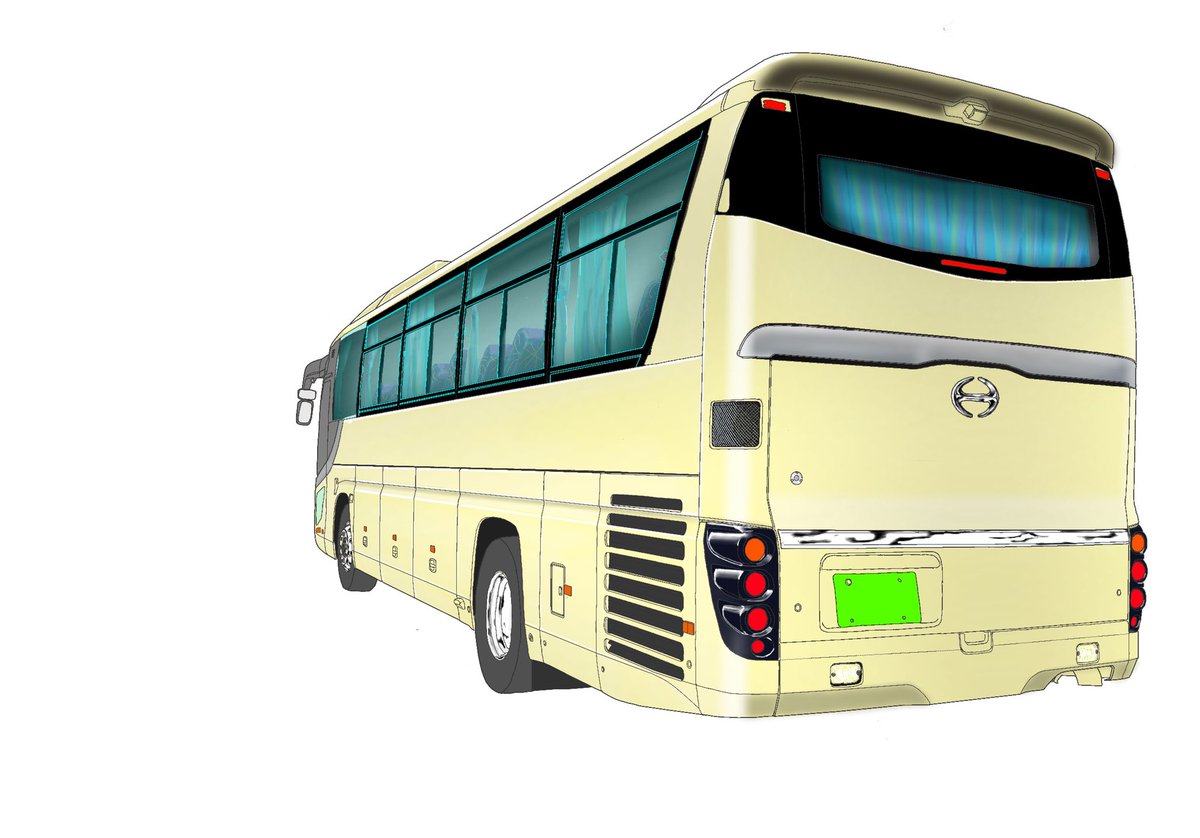 Nikei お絵描き運転手 バスイラスト作業 X どうじゃ リアガラスは一発でそれっぽいのに 側面は難しいなぁ おいっwww
