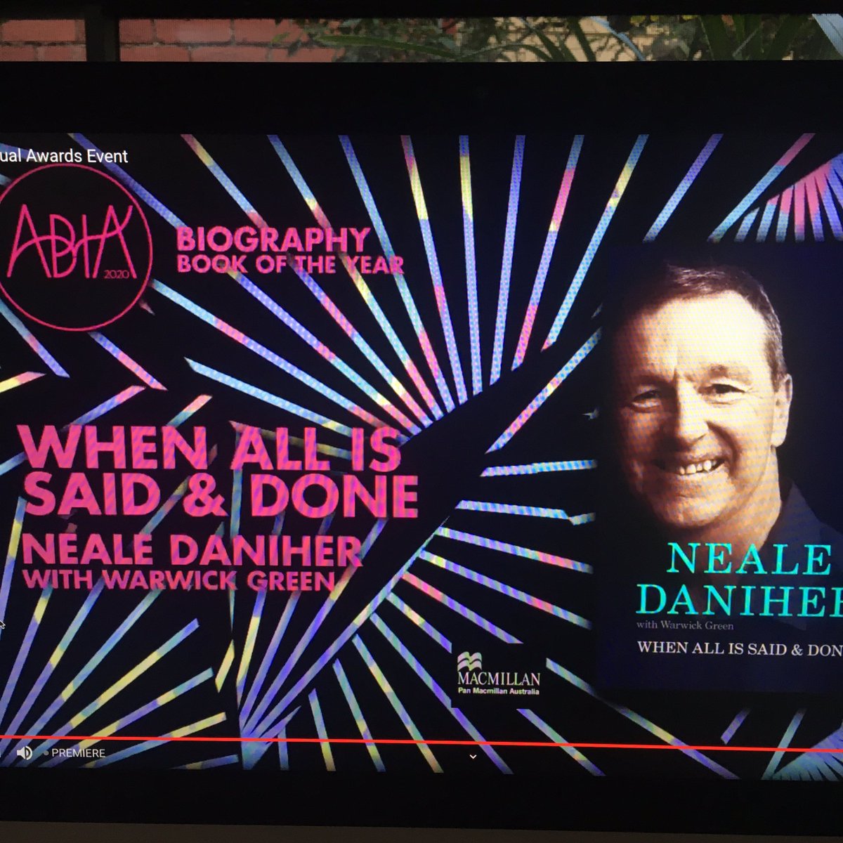 _WarwickGreen's tweet photo. Really delighted that the book I wrote with Neale Daniher has tonight won the award for Australian biography of the year
#ABIA2020 @MacmillanAus https://t.co/gjGVPjAqEn