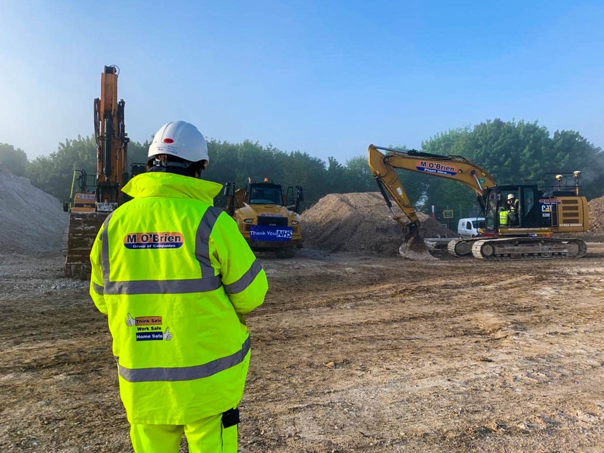 Mobrienplant's tweet photo. Some of the M O'Brien team showing their appreciation for the NHS and the work they've been doing to keep our loved ones safe!  

#thankyounhs #socialdistancing #construction #planthire https://t.co/DpvuZ4OPNz