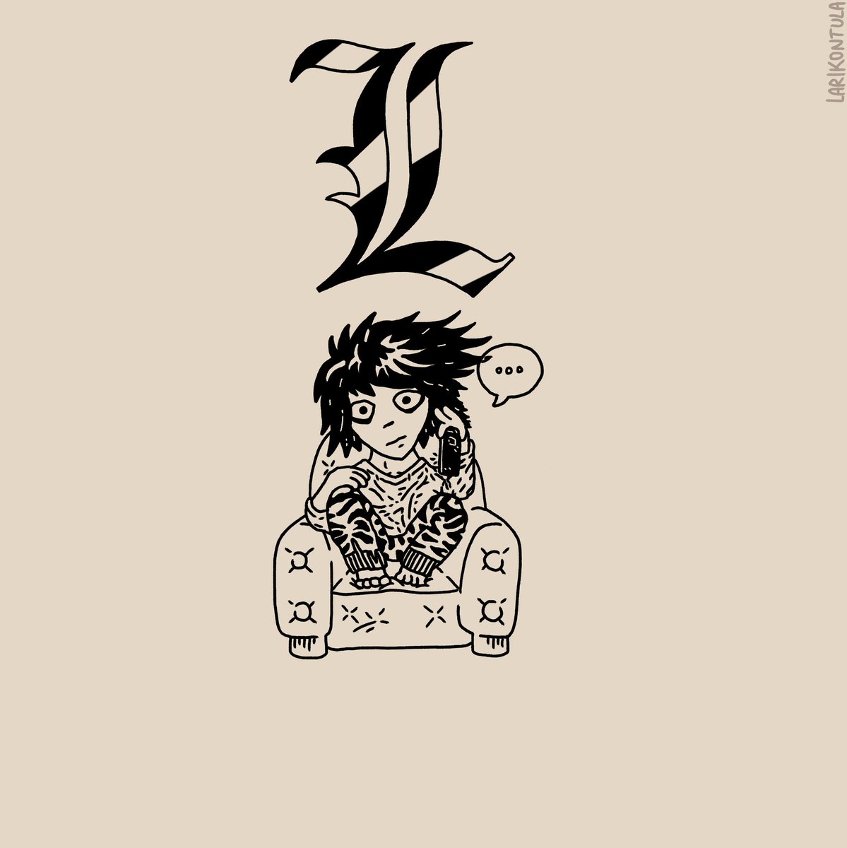 EffiDragon's tweet photo. L is from Death Note, a top tier anime series &amp; manga (the movies don't exist).
#art #drawing #fanart #deathnote https://t.co/qWjyQl8rtq