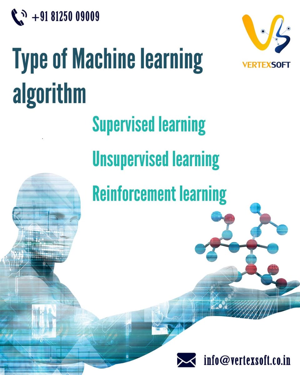 Vertexsoft_vs's tweet photo. Type of #MachineLearning #algorithm - #supervisedlearning - #unsupervisedlearning - #reinforcementlearning
Join us to become #MachineLearning expert.
Special #onlineclasses for #students.
Special #project batches.
#Learn and design #mlprojects with our experts.
#projectservice https://t.co/LMVKjzG3zX
