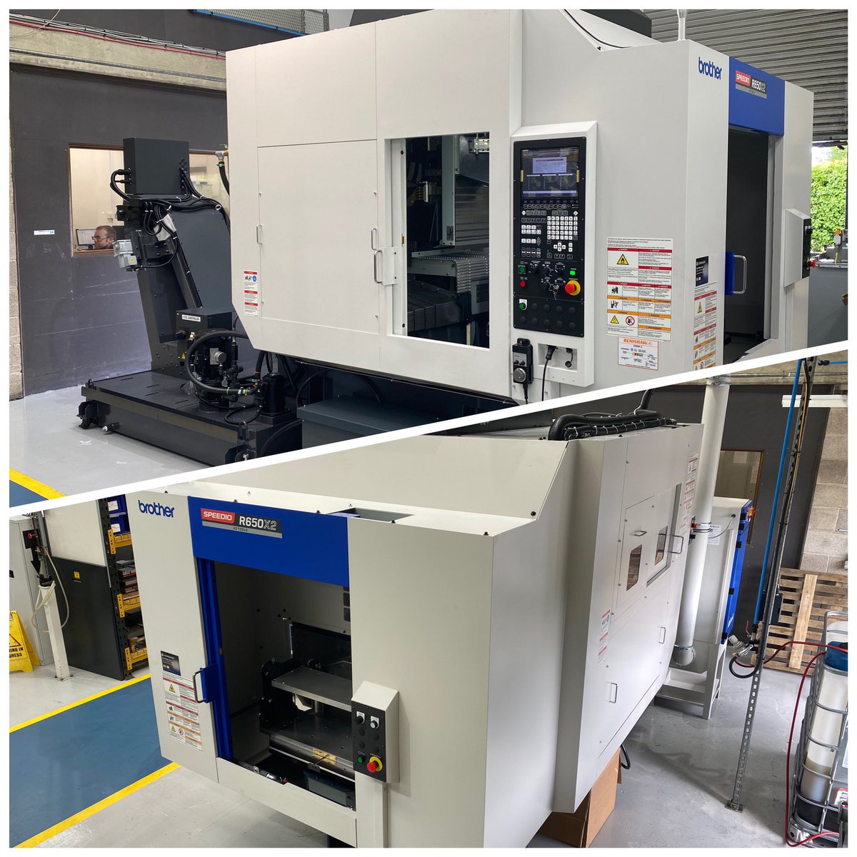 wmtcnc's tweet photo. First of a pair of twin pallet, 16K, 4-axis, 40 tool Brother R650X2 machines installed today at leading manufacturer of precision medical components
#nothingfaster #loadincycle https://t.co/eCiLQdBp3P