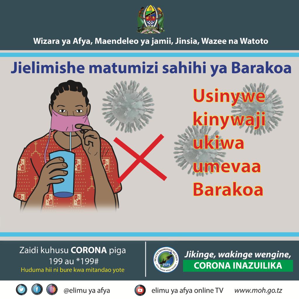 sikika1's tweet photo. [UZI] Pata elimu kuhusu matumizi sahihi ya Barakoa.
#JikingeWakingeWengine
#COVIDー19 

Ujumbe maalum kutoka @wizara_afyatz | @elimuyaafya 
@maendeleoyajami https://t.co/PNx3U9eqB7