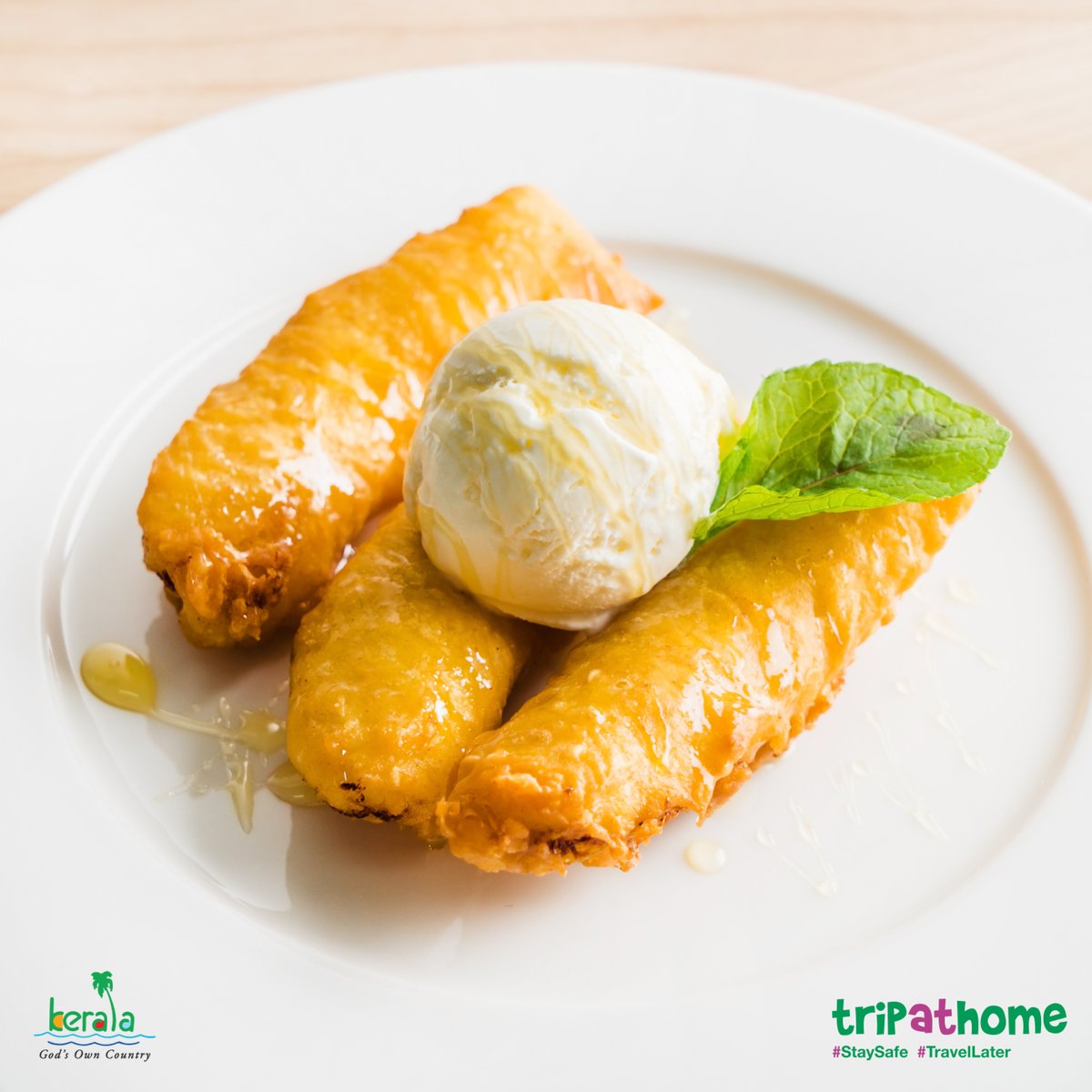 Some call it absurd. Some swear by its taste. Here is the banana fritters-ice cream combo for you. What's your weird yet favourite combination? #tripathome #staysafe #travellater #kerala