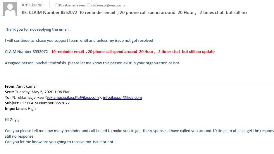 amitshivhare's tweet photo. @IKEAPolska how many reminder needed to get update about claim #IKEA #ikeapolska : CLAIM Number 8552072 https://t.co/Yfm24RAiPf