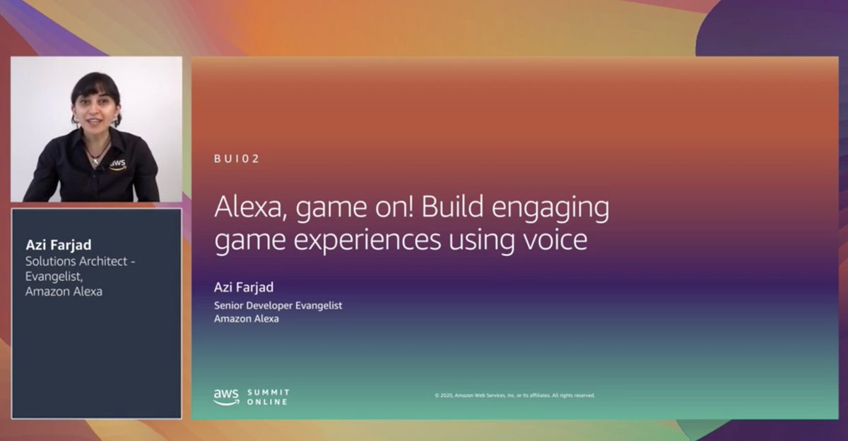 If you have missed watching the Alexa breakout session for AWS Summit Online today, you can watch it here: go.aws/3fubeZK
It is available on demand in build track. Look for “Alexa, game on!Build engaging game experiences using voice".
#amazonalexa #alexaskills #awssummit