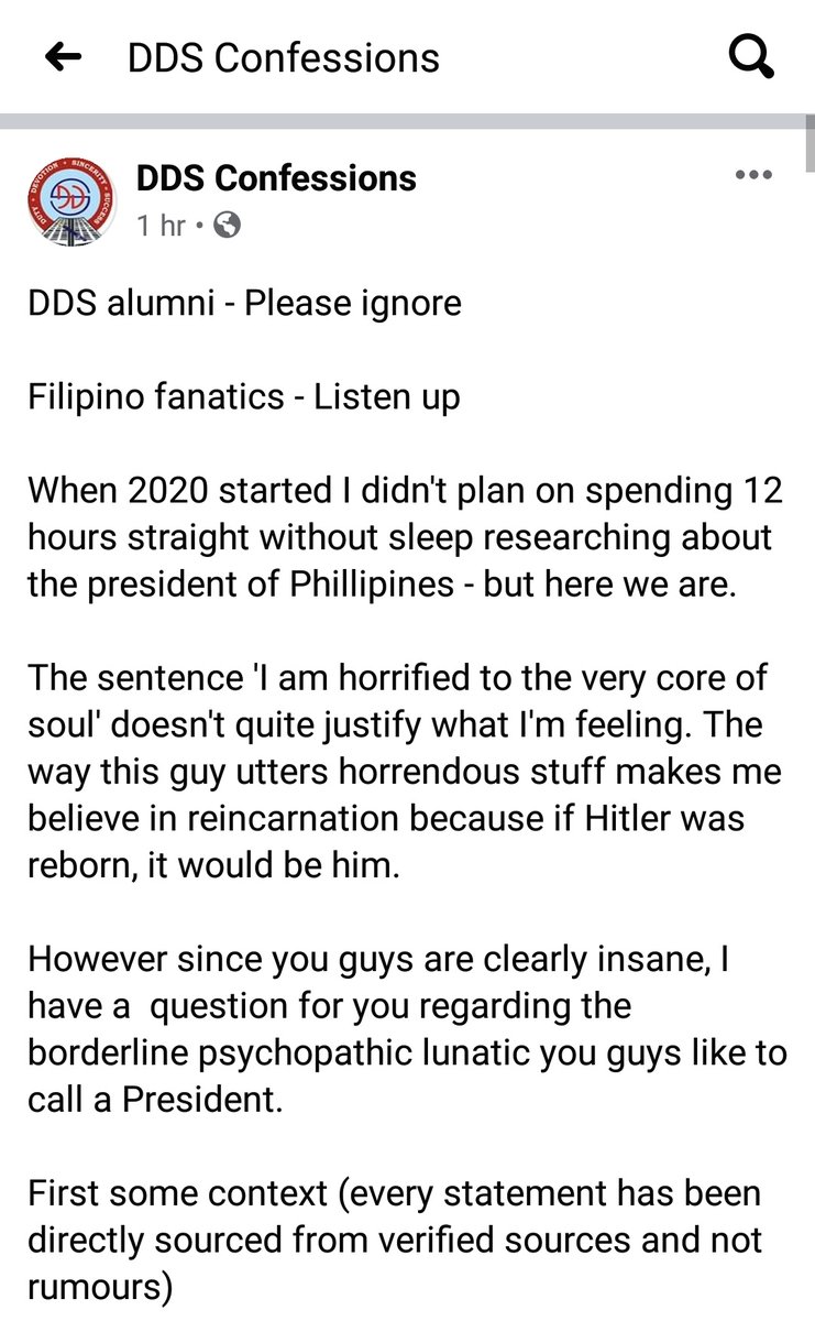 These people tried to spam and mass report a certain DDS Confessions page without realizing that DDS is a school in India (Daisy Dales Senior Secondary School) and the page is ran by its alumni.Now they researched about our President and hence this post. Yikes.