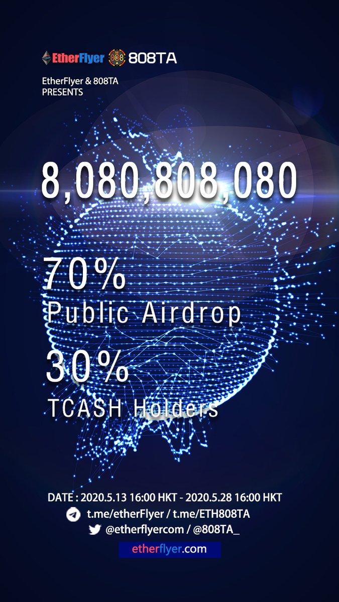 etherflyercom's tweet photo. 8,080,808,080  808TA Token Giveaway for Public Airdrop ! 
@808TA_
From 2020.5.13 16:00 (HKT) - 2020.5.28 16:00 (HKT)  
Rank link: https://t.co/FHoQJZoVcO?
Follow all activities:
https://t.co/RlsVenw6zp https://t.co/E4xNbPVegd