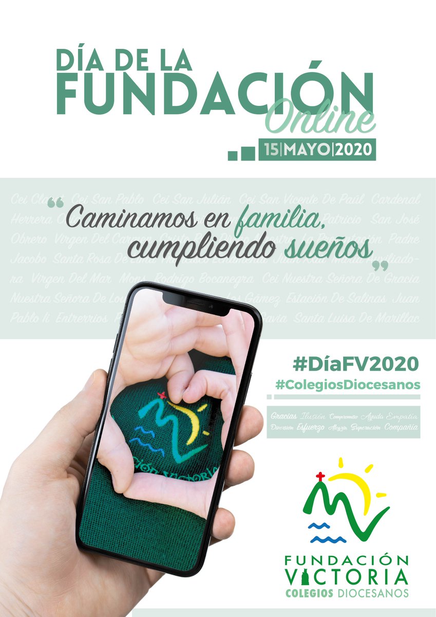 🎉 | Día de la #Fundación 2020 

📱 #Online 
ℹ️ fvictoria.es/2020/05/13/15-…

#DíaFV2020 #ColegiosDiocesanos #colesqueilusionan