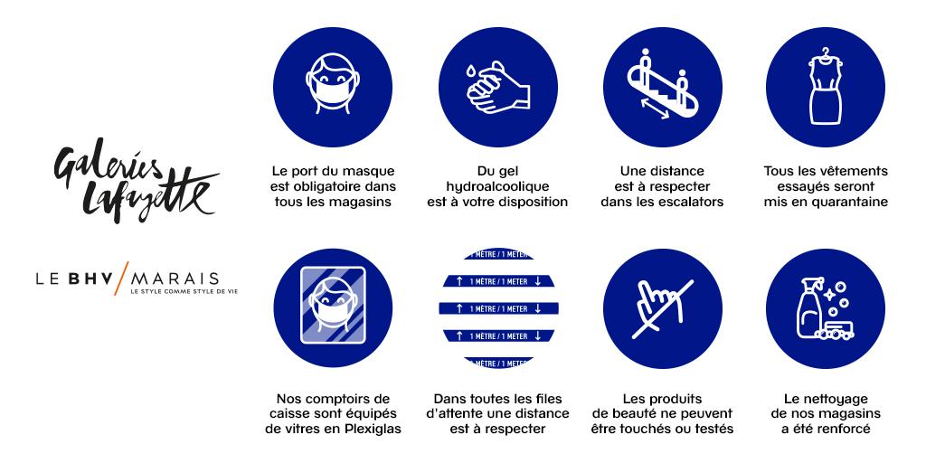 Retrouvez l'ensemble des mesures sanitaires prises par nos magasins <a href="/Galeries_Laf/">Groupe Galeries Lafayette</a> et <a href="/leBHVmarais/">LE BHV MARAIS</a> pour accueillir nos clients dans les meilleures conditions possibles #TousResponsables