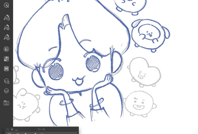 急遽グクちゃん好きなお友達に、プレゼント絵を。カキカキ✏️ 