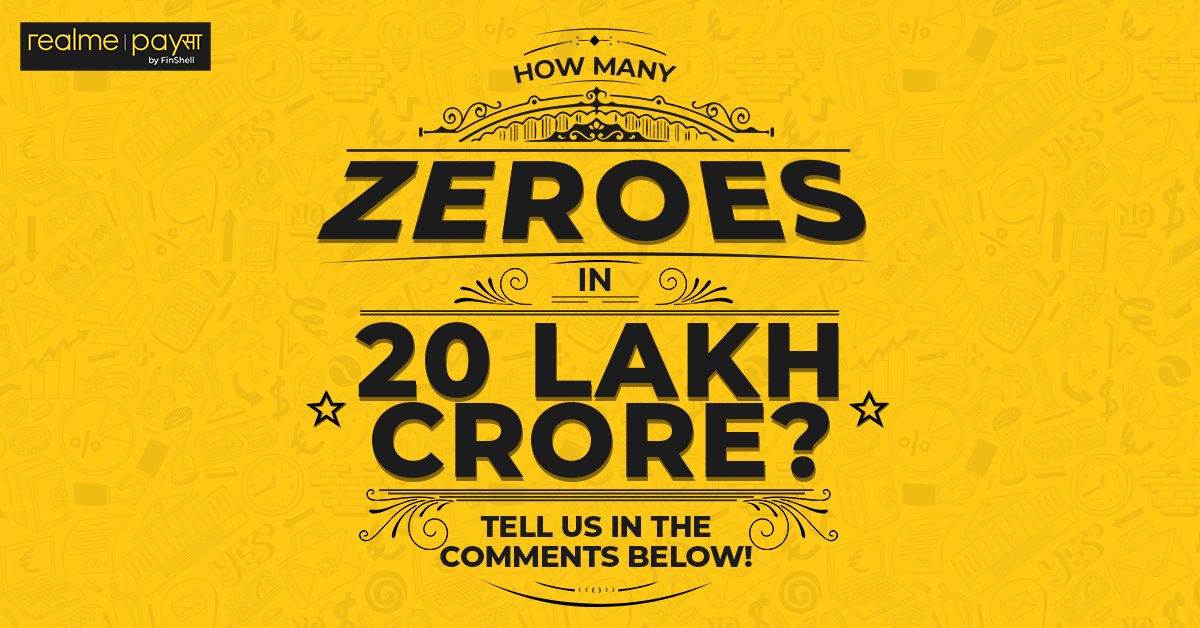 realme_PaySa's tweet photo. Kitne Zeroes thhe? Right answers only!  comment down. 

#realmePaySa #JebMeinPaySaTohTensionKaisa #20lakhcrores #EconomicPackage #Zeroes #MakeInIndia #lockdown2020 #economy #covid19 #lockdown #pandemic https://t.co/B5DhHUywGn