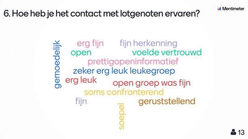 Gisteravond organiseerde Medisch Centrum Kinderwens het eerste online Kinderwenscafé. De afgelopen periode konden vanwege de lockdown de live cafe's niet doorgaan. Op het eind van de avond deelden ze hun ervaringen via wordclouds.
#lotgenotencontact