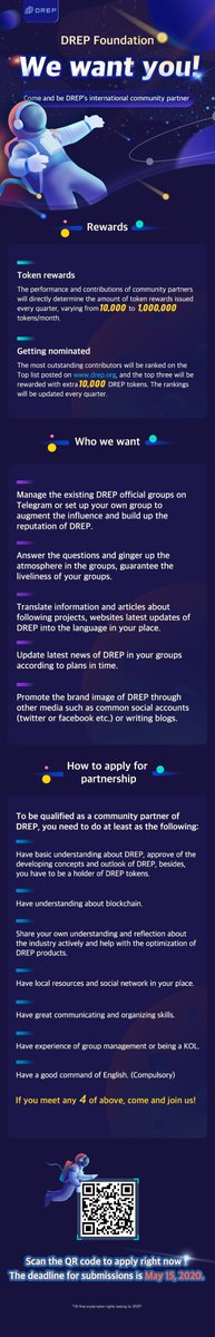 FoundationDrep's tweet photo. Dear friends of DREP:

We want you! Come and be DREP’s international community partner 🔥🔥

You will get token rewards and nomination opportunities!

More details:  https://t.co/HARiQvsdop https://t.co/VszfsGKskG