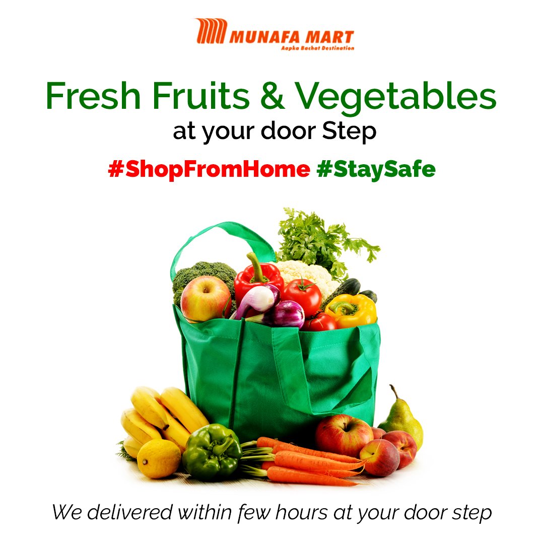 munafamart's tweet photo. Hello Delhi,
Fresh Fruits & Vegetables.
Just Place Your Order Online or Through call and Get Your
Order Delivered at Doorstep within Few Hours Only*
https://t.co/53lIVhiS0E
#shopping #grocery #dailyessentials #munafamart #lockdown
#onlineshopping #munafa #fruits #vegetables https://t.co/rXy4Nid58j
