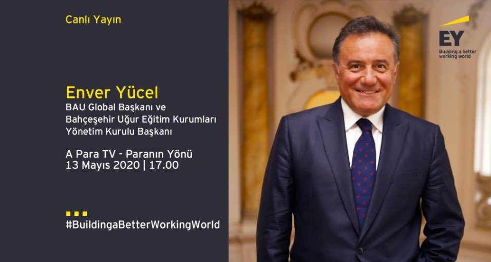 bahcesehir_k12's tweet photo. EY Türkiye 2020 Yılın Girişimcisi @EnverYucel girişimcilik konusunda görüşlerini paylaşmak üzere 13 Mayıs Çarşamba günü 17.00 'da @apara_tv ‘de Özlem Doğaner’in sunduğu Paranın Yönü programına konuk oluyor. https://t.co/9eQfBG1Ggj